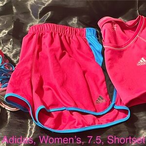 Womens Adidas shirts set, with matching sneakers.  Sneakers are size 7.5.